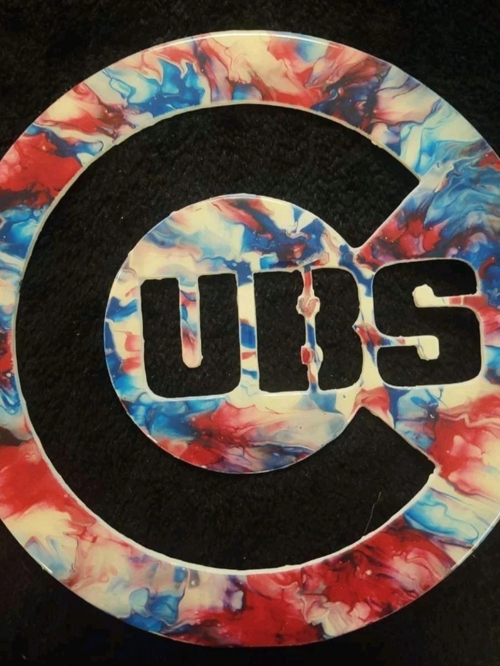 Handmade 12" Chicago Cubs Round Wall Decor